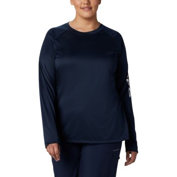 Columbia Sweater Dames, PFG Tidal II Long Sleeve Plus Size Donkerblauw Wit, 95CEXFMHU